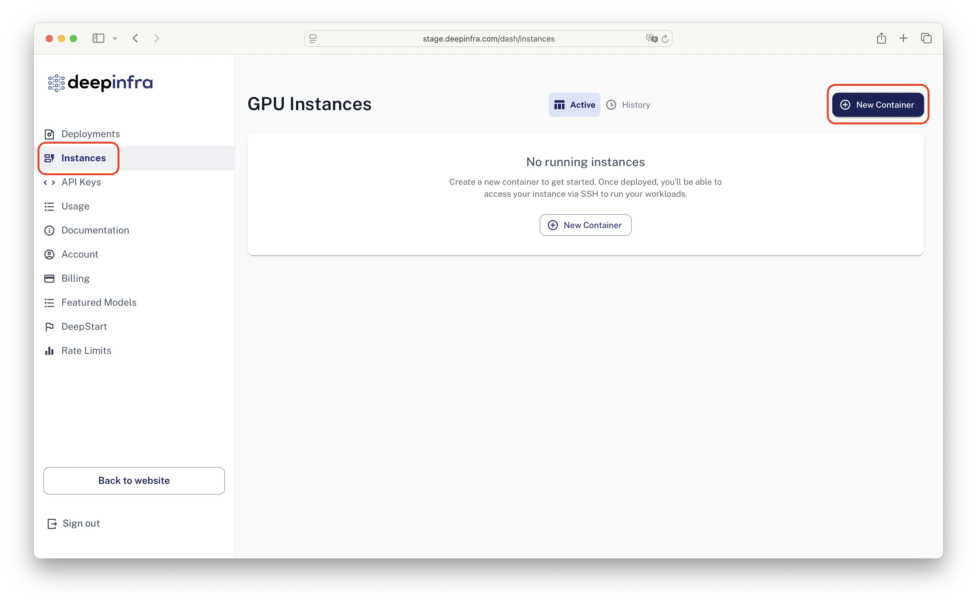 GPU Instances Web UI