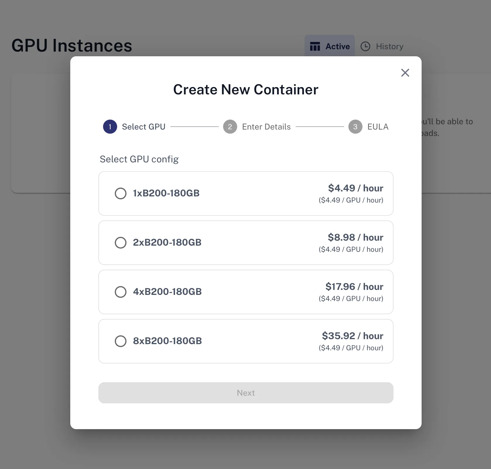 Select GPU config